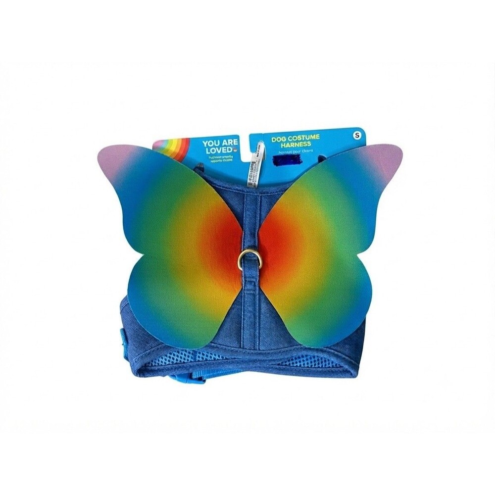 NWT You Are Loved Butterfly Dog Costume Harness  Small Rainbow Wings Halloween